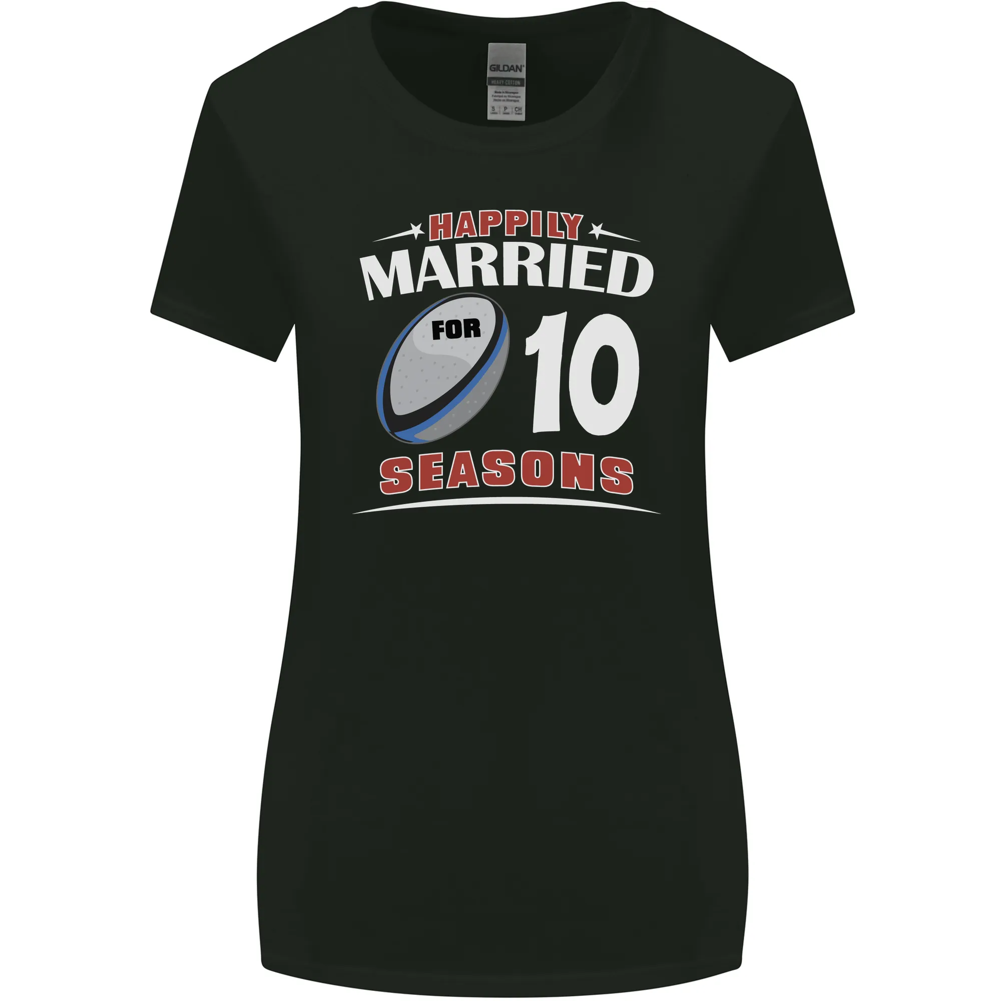 10 Year Wedding Anniversary 10th Rugby Womens Wider Cut T-Shirt