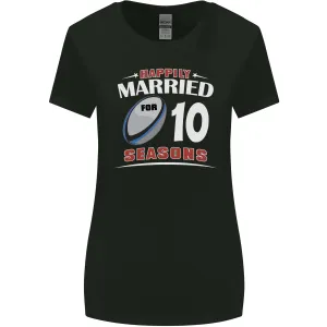 10 Year Wedding Anniversary 10th Rugby Womens Wider Cut T-Shirt
