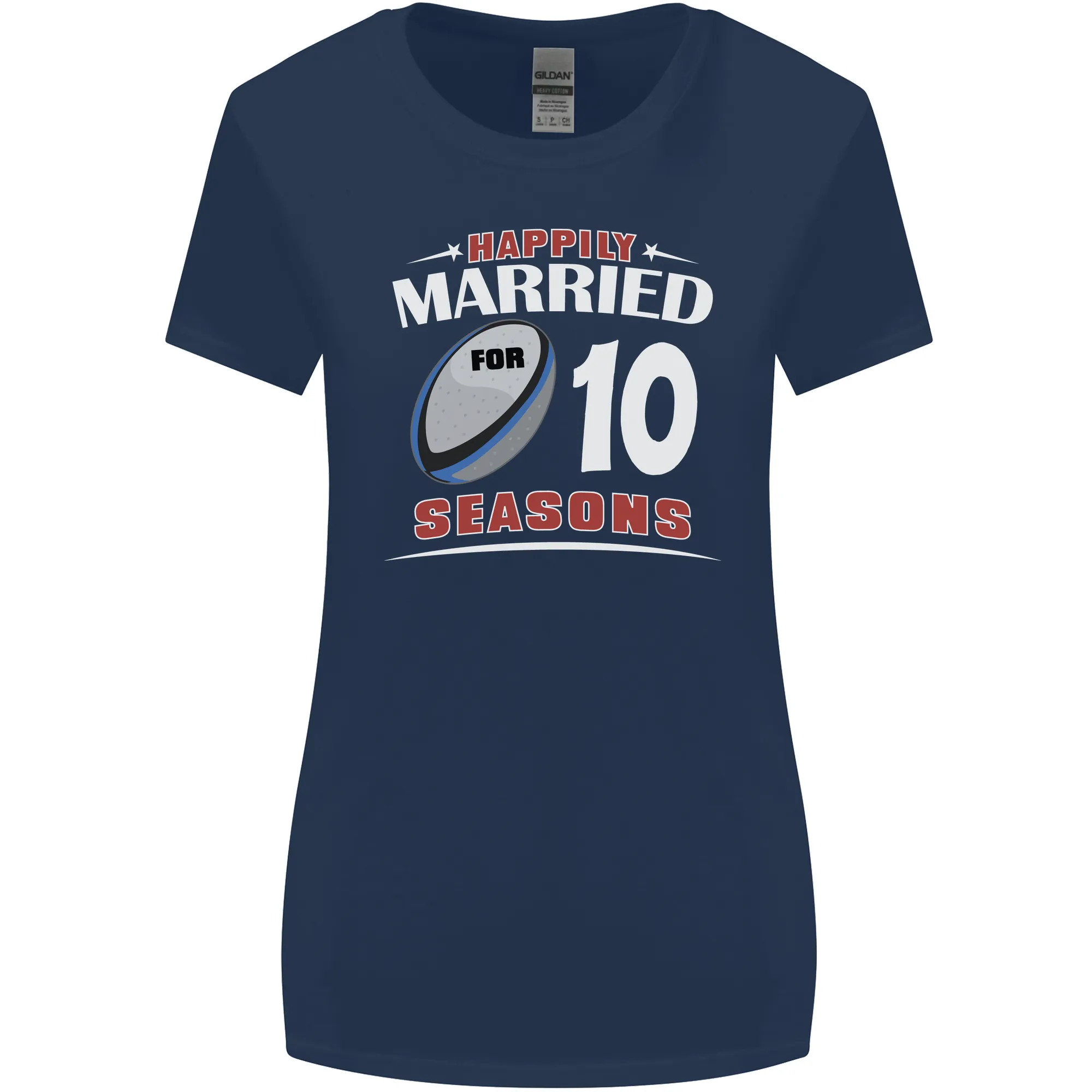 10 Year Wedding Anniversary 10th Rugby Womens Wider Cut T-Shirt