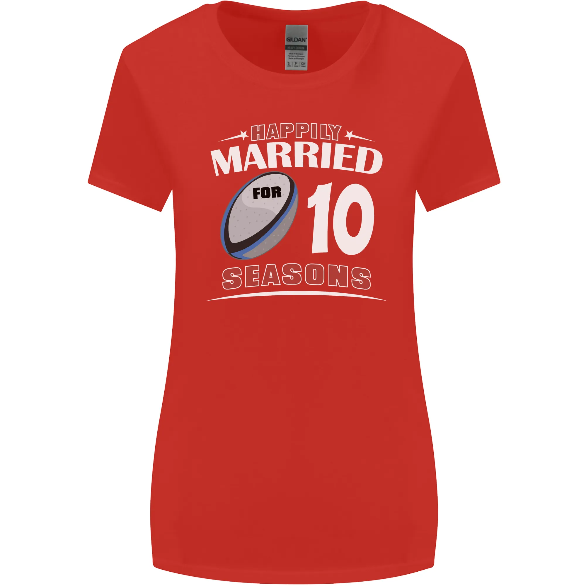 10 Year Wedding Anniversary 10th Rugby Womens Wider Cut T-Shirt