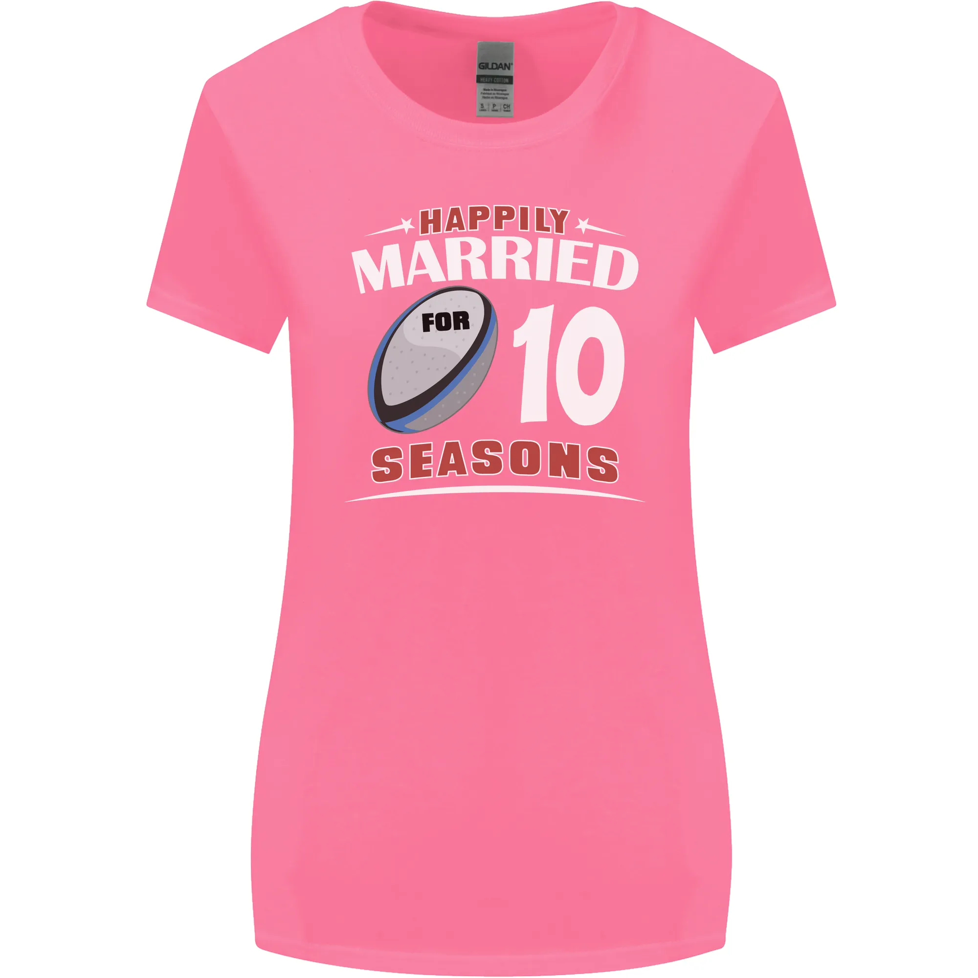 10 Year Wedding Anniversary 10th Rugby Womens Wider Cut T-Shirt