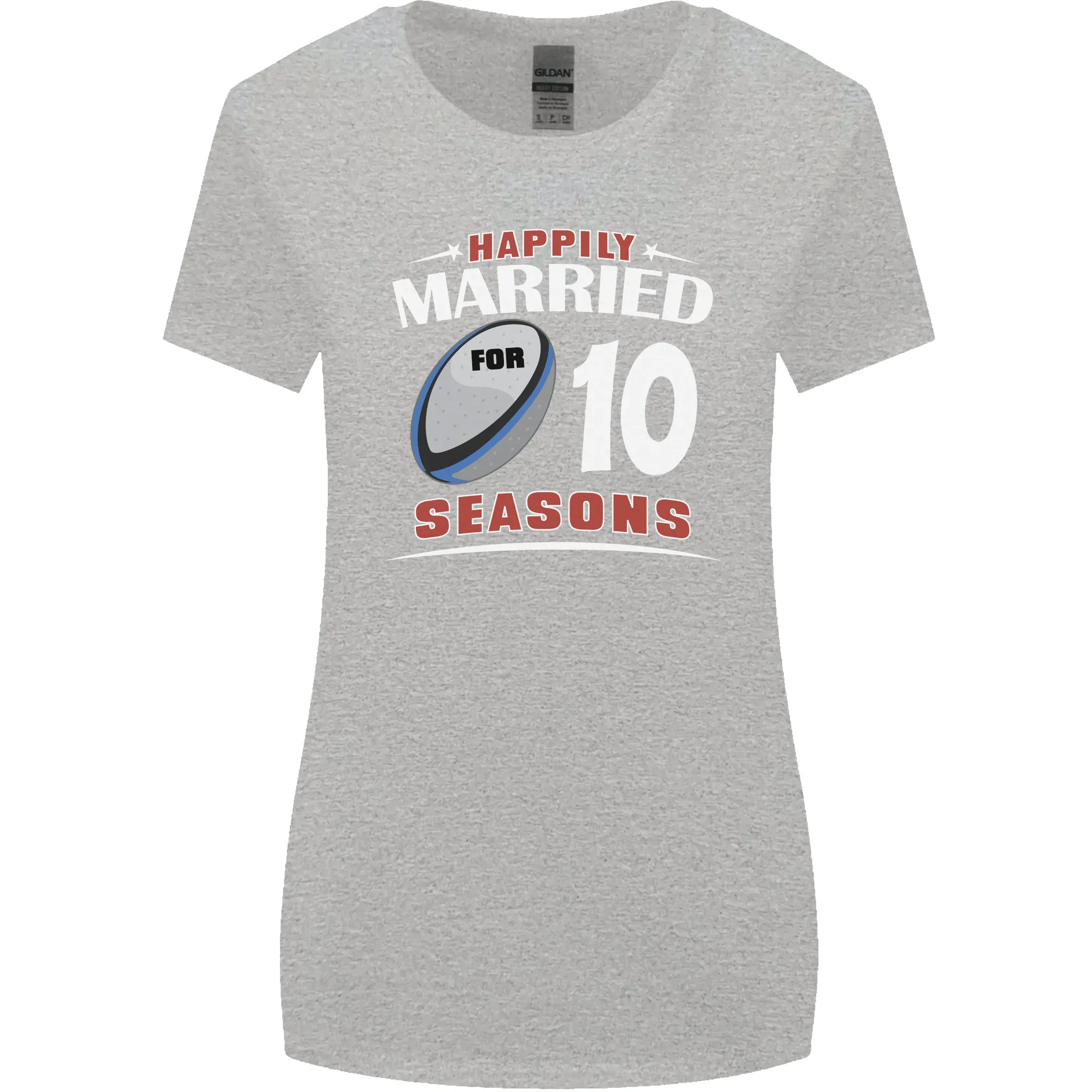 10 Year Wedding Anniversary 10th Rugby Womens Wider Cut T-Shirt