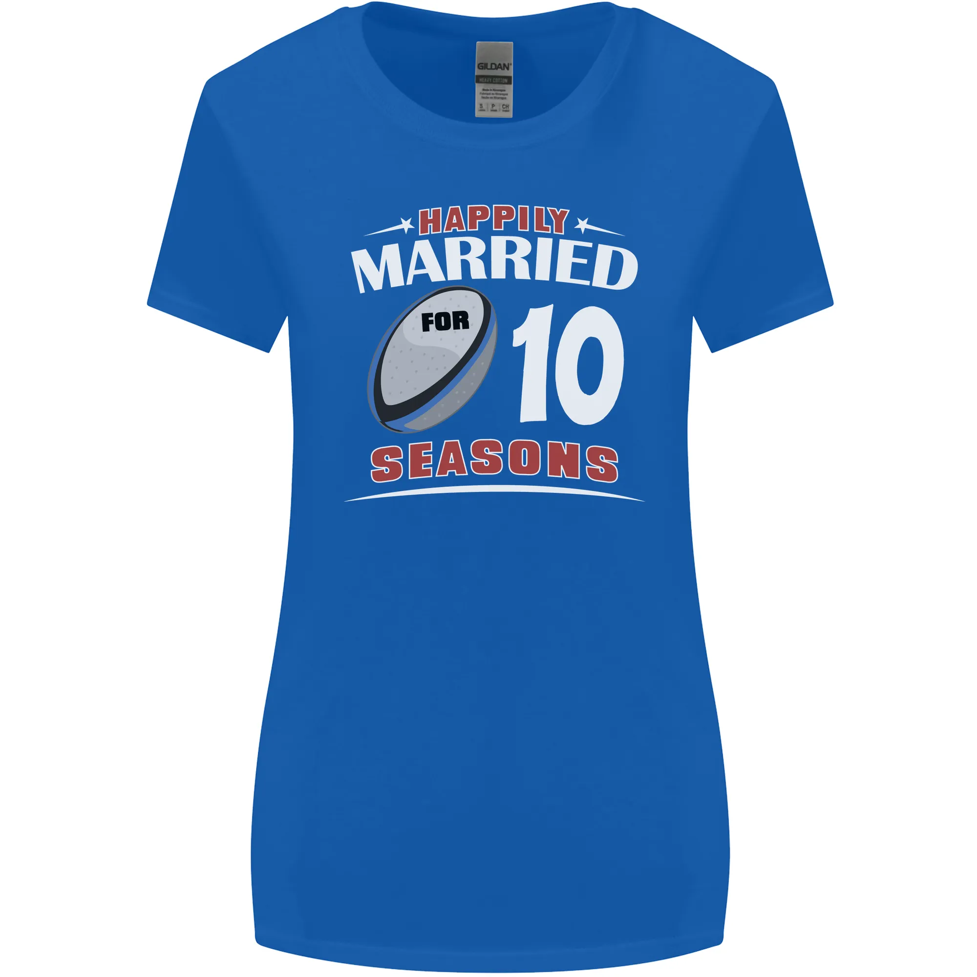 10 Year Wedding Anniversary 10th Rugby Womens Wider Cut T-Shirt