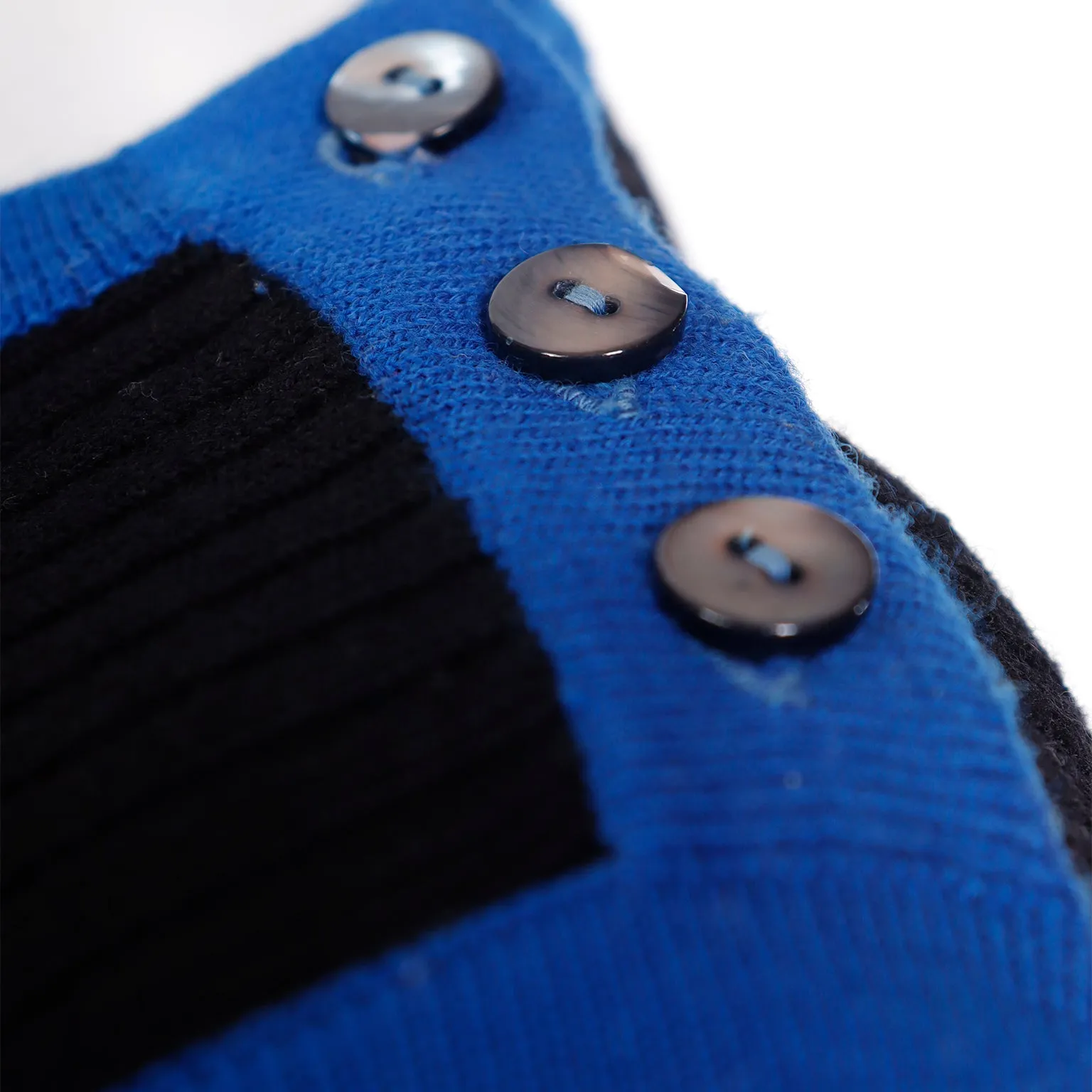 1980s Yves Saint Laurent Vintage Black and Blue Wool Pullover Sweater