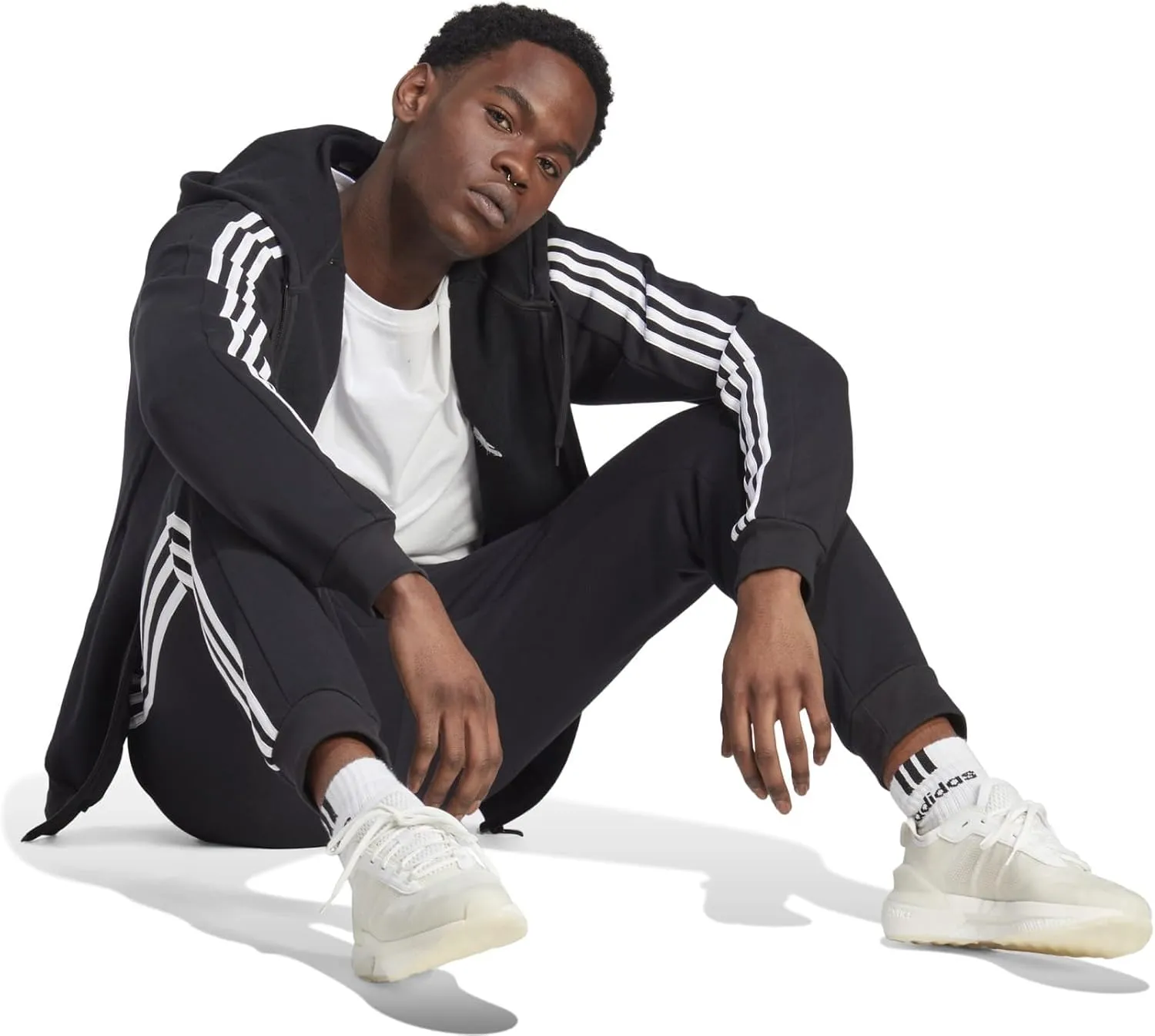 adidas Men's Essentials Fleece 3-Stripes Tapered Cuff Pants
