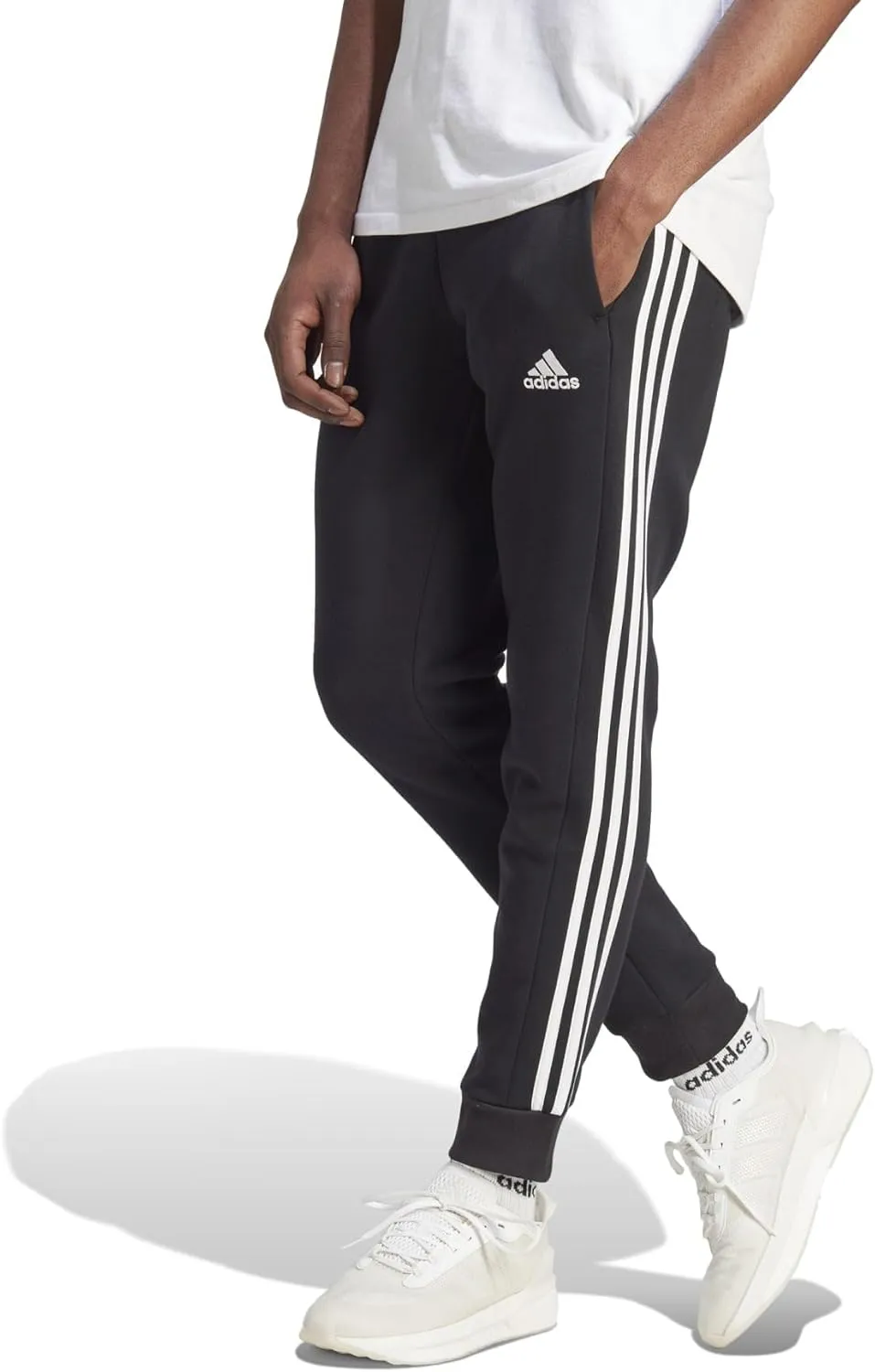 adidas Men's Essentials Fleece 3-Stripes Tapered Cuff Pants