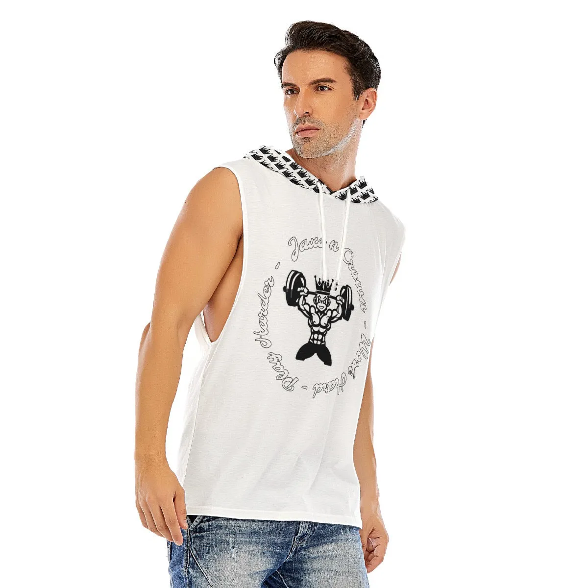 All-Over Print Men’s Sleeveless Pullover Hoodie fitness theme
