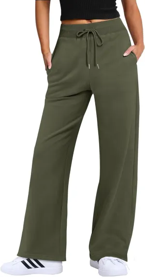 ANRABESS Women's Sweatpants Straight Leg High Waist Casual Drawstring Sweat Pants Workout Athletic Joggers with Pockets