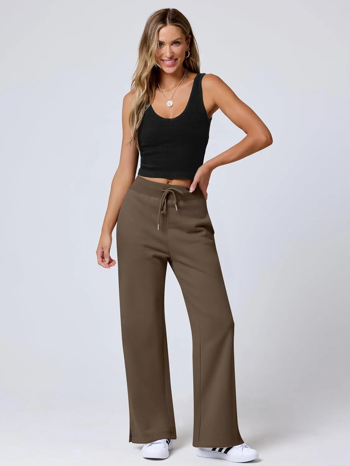 ANRABESS Women's Sweatpants Straight Leg High Waist Casual Drawstring Sweat Pants Workout Athletic Joggers with Pockets