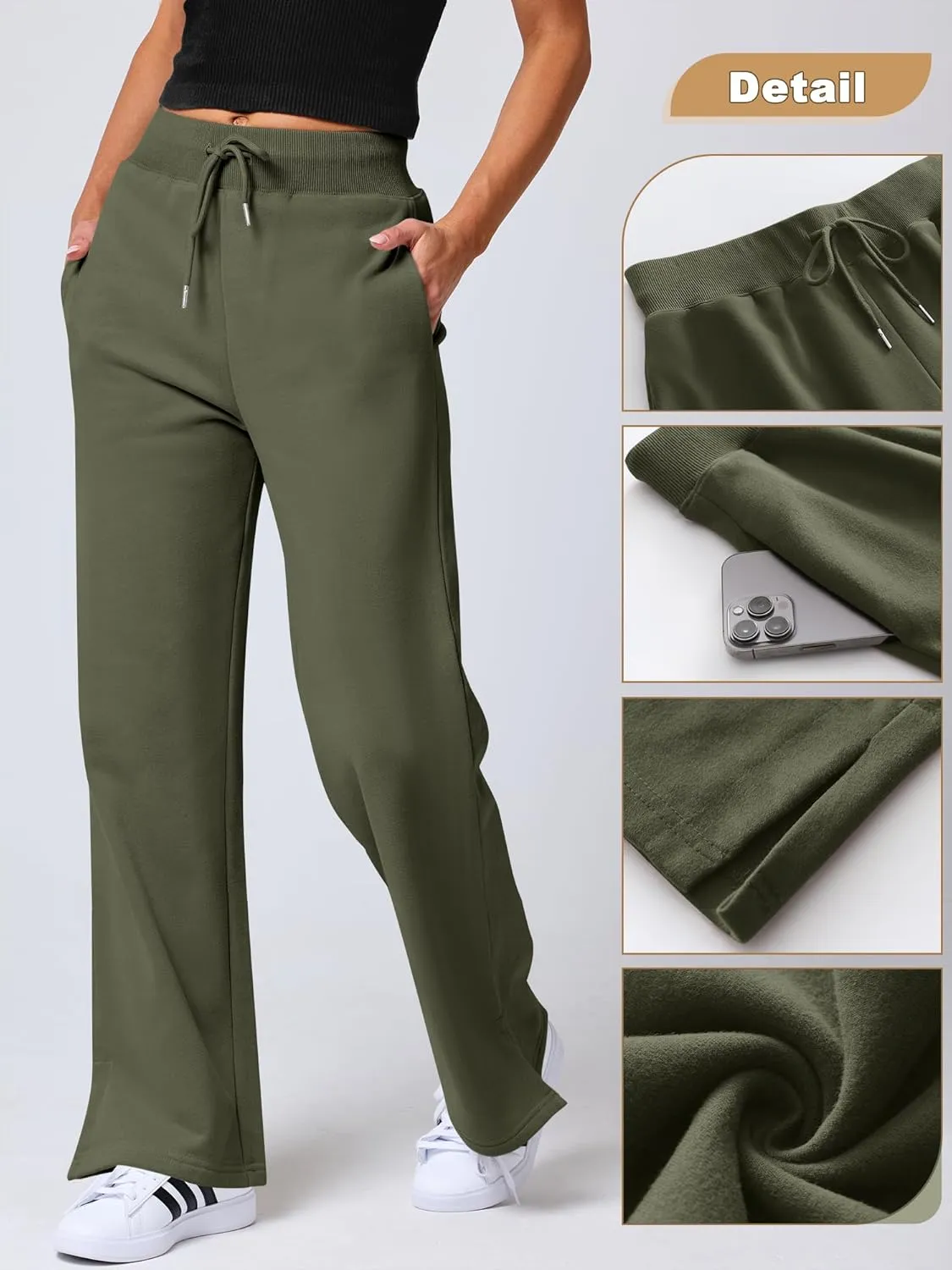 ANRABESS Women's Sweatpants Straight Leg High Waist Casual Drawstring Sweat Pants Workout Athletic Joggers with Pockets
