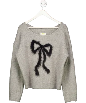 Anthropologie Maeve Grey Sparkle Bow Sweater UK M