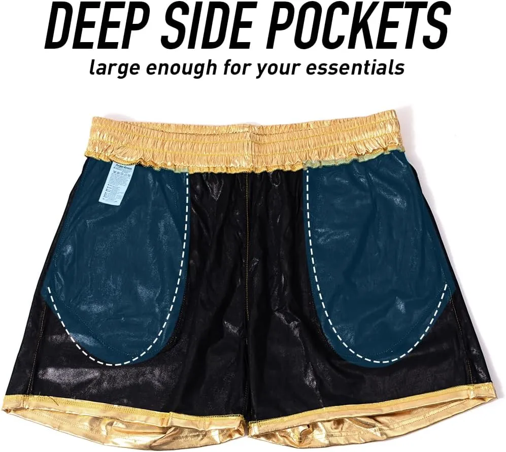 Arjen Kroos Men's Metallic Shorts Sexy Rave Hot Short with Side Pockets and Drawstrings