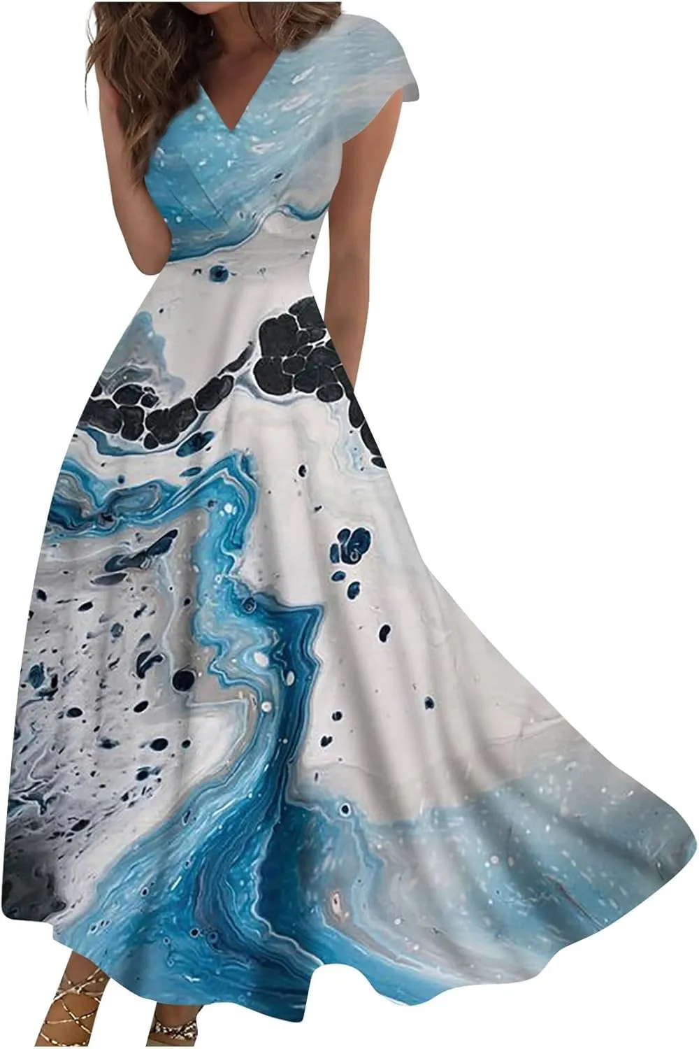 Azeralia Summer Dresses for Women 2024 Short Sleeve Dresses for Women 2024 Elegant Wedding Guest Dress Party Dress for Women