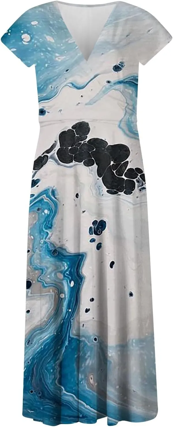 Azeralia Summer Dresses for Women 2024 Short Sleeve Dresses for Women 2024 Elegant Wedding Guest Dress Party Dress for Women