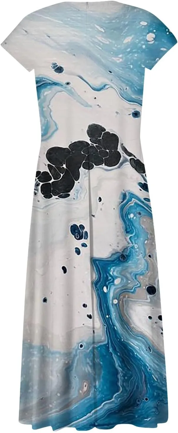 Azeralia Summer Dresses for Women 2024 Short Sleeve Dresses for Women 2024 Elegant Wedding Guest Dress Party Dress for Women