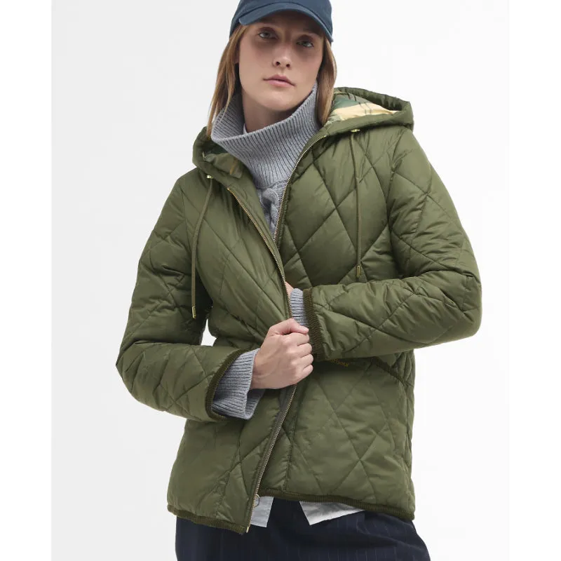 Barbour Erin Ladies Puffer Quilt - Deep Olive/Ancient Tartan