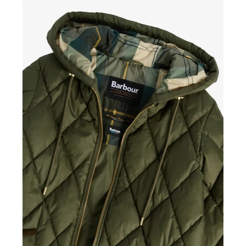 Barbour Erin Ladies Puffer Quilt - Deep Olive/Ancient Tartan