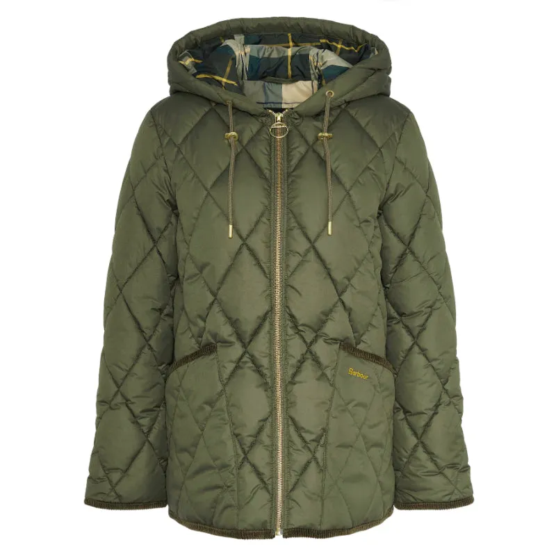 Barbour Erin Ladies Puffer Quilt - Deep Olive/Ancient Tartan