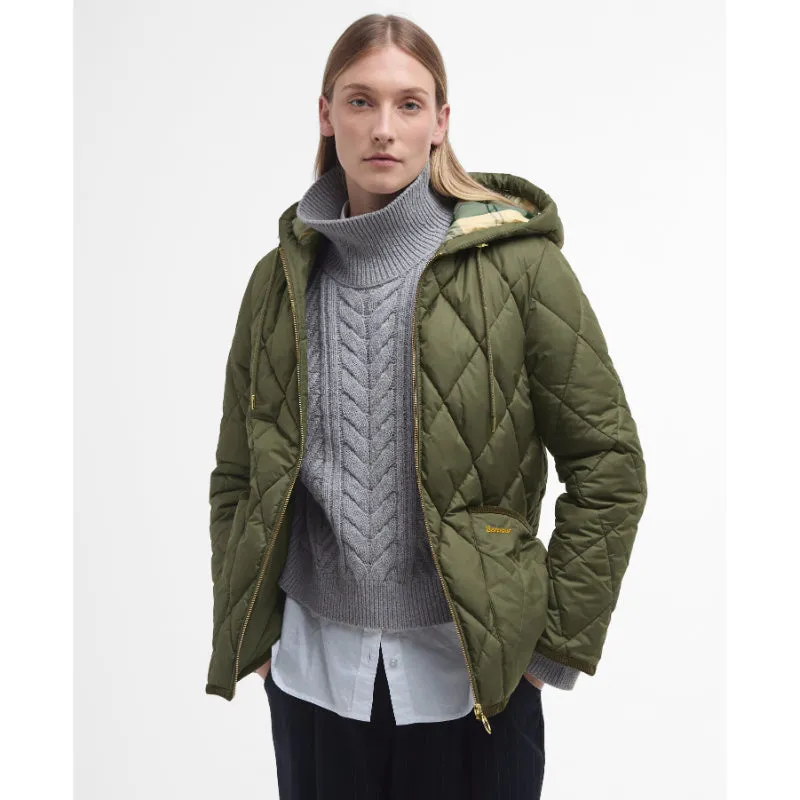 Barbour Erin Ladies Puffer Quilt - Deep Olive/Ancient Tartan