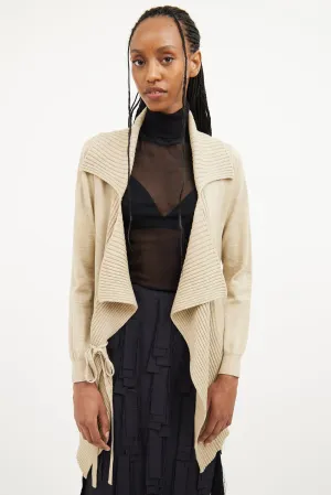 Beige Knit Long Sleeve Cardigan