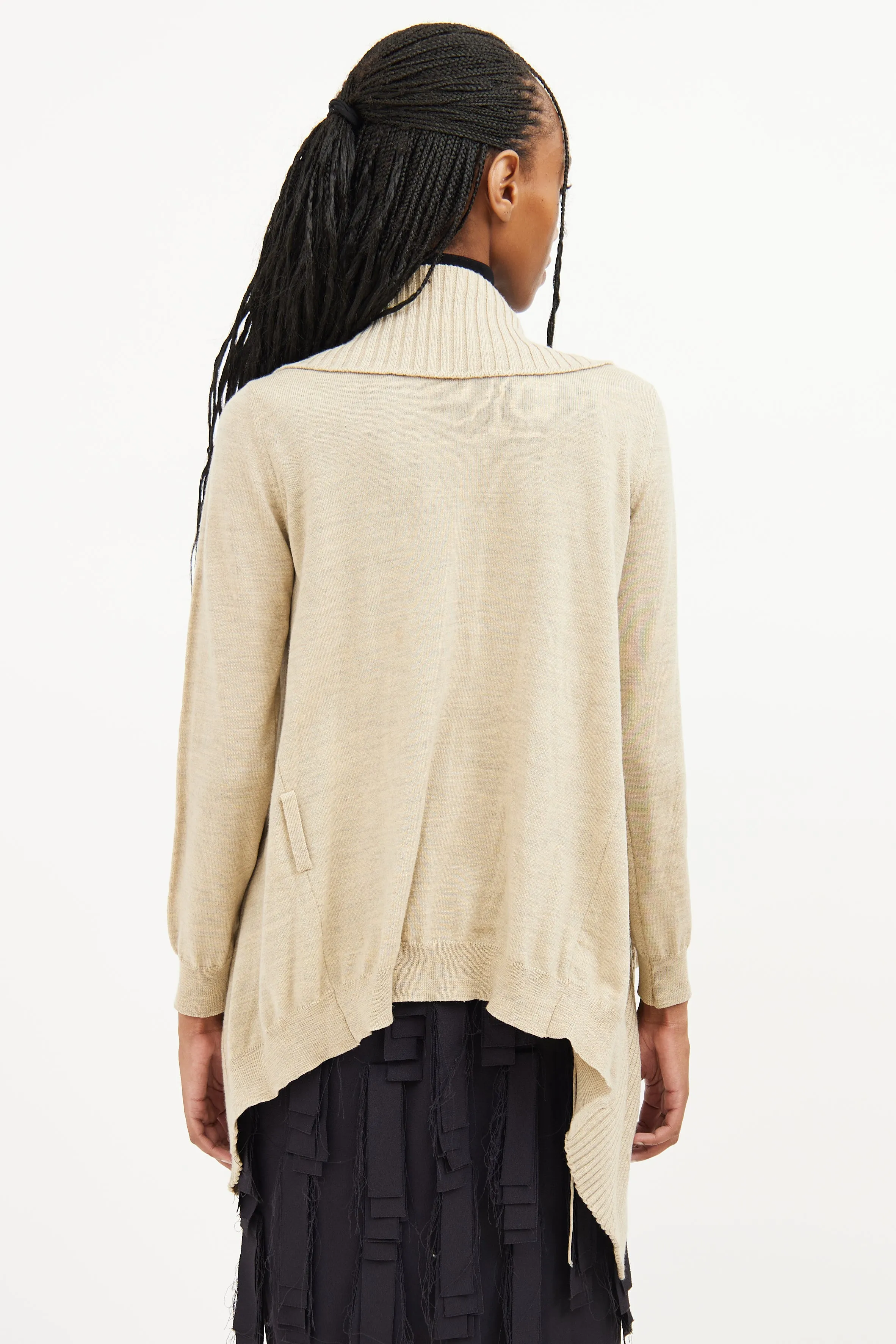 Beige Knit Long Sleeve Cardigan