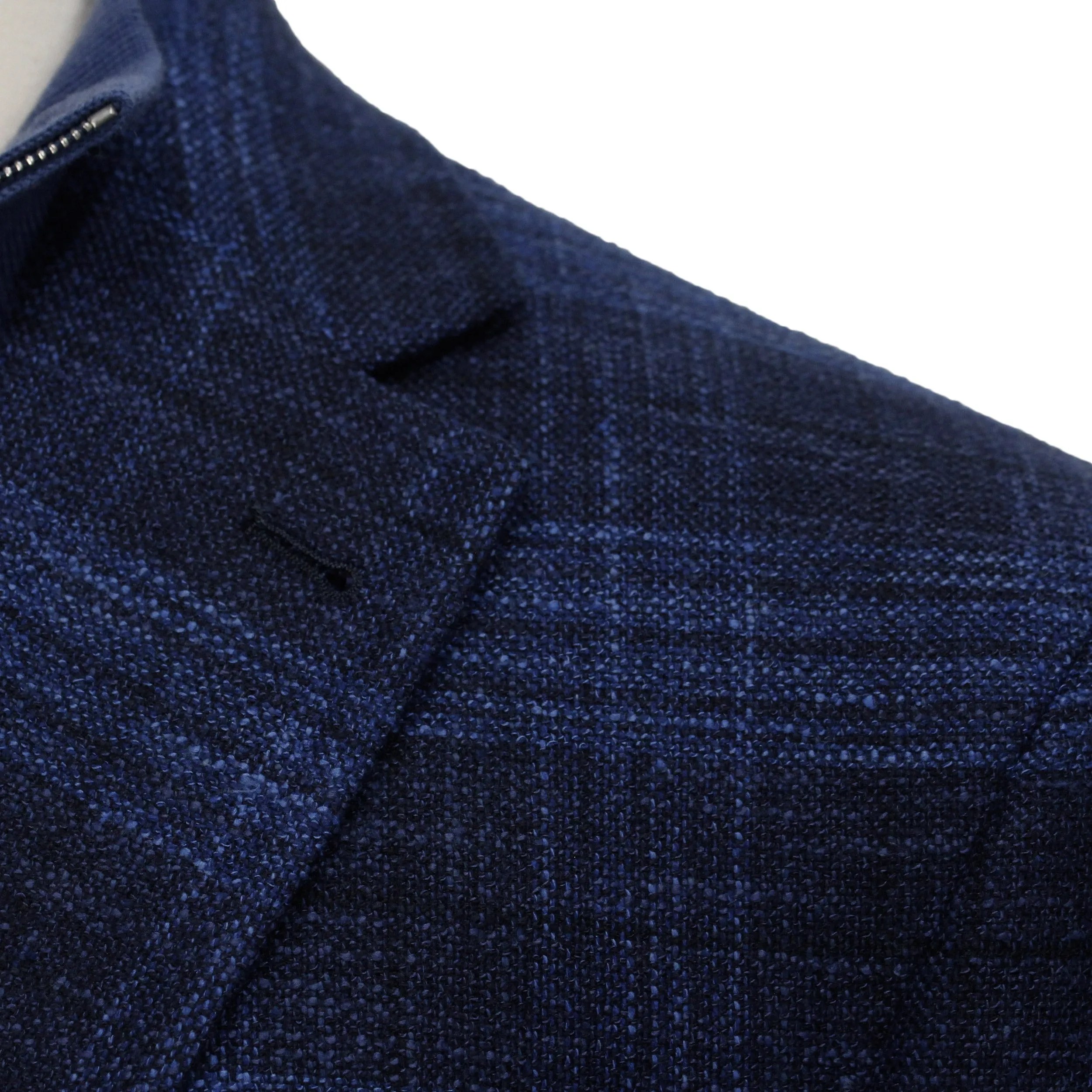 Blue Tonal Plaid Dallas Contemporary Fit Wool-Silk-Cotton Sport Jacket - Jack Victor