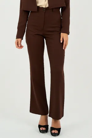 Brown Flared Suit Trousers