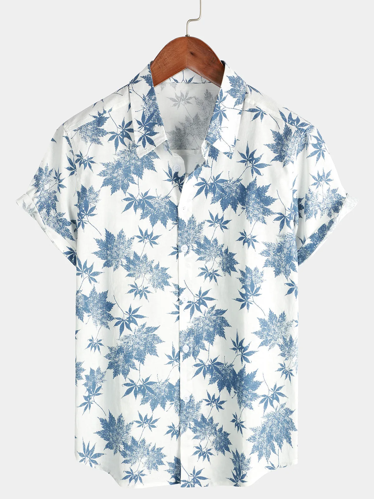 Bundle Of 3 | Men's Cotton Maple Leaf Print Breathable Short Sleeve Shirts