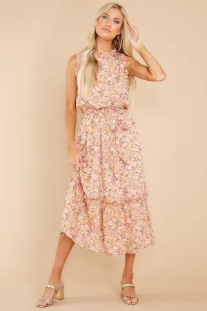 Chasing Wildflowers Blush Floral Print Midi Dress