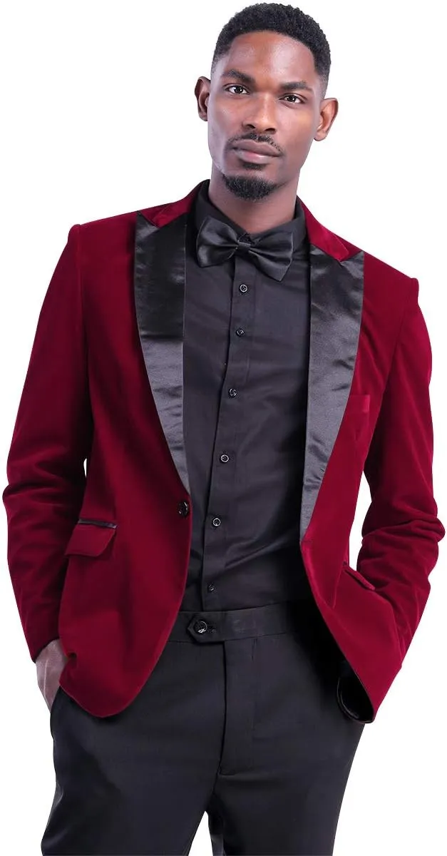 Cloudstyle Mens 2-Piece Suit Peaked Lapel 1 Button Tuxedo Slim Fit Dinner Jacket Pants