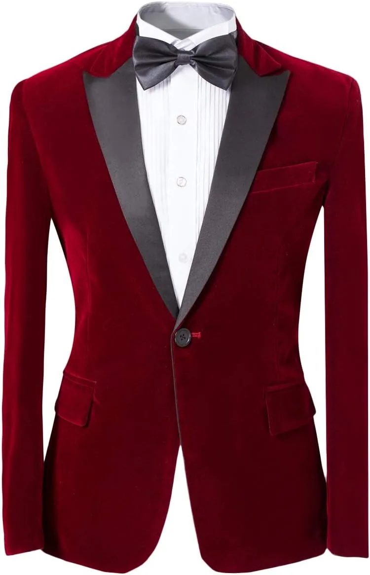 Cloudstyle Mens 2-Piece Suit Peaked Lapel 1 Button Tuxedo Slim Fit Dinner Jacket Pants