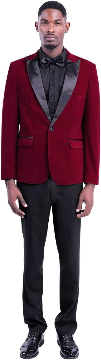 Cloudstyle Mens 2-Piece Suit Peaked Lapel 1 Button Tuxedo Slim Fit Dinner Jacket Pants