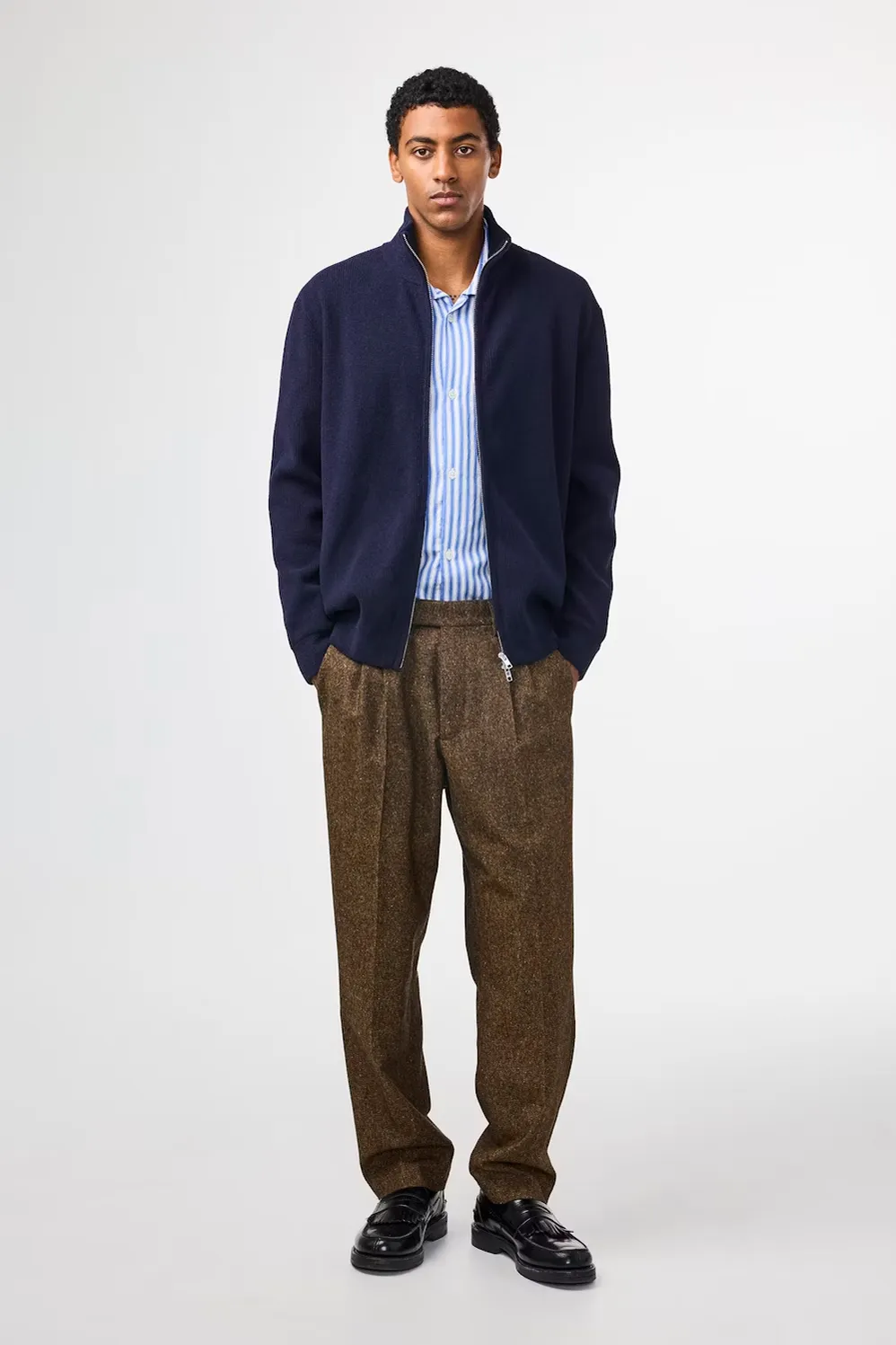 Danny Full Zip Sweater - Navy Blue
