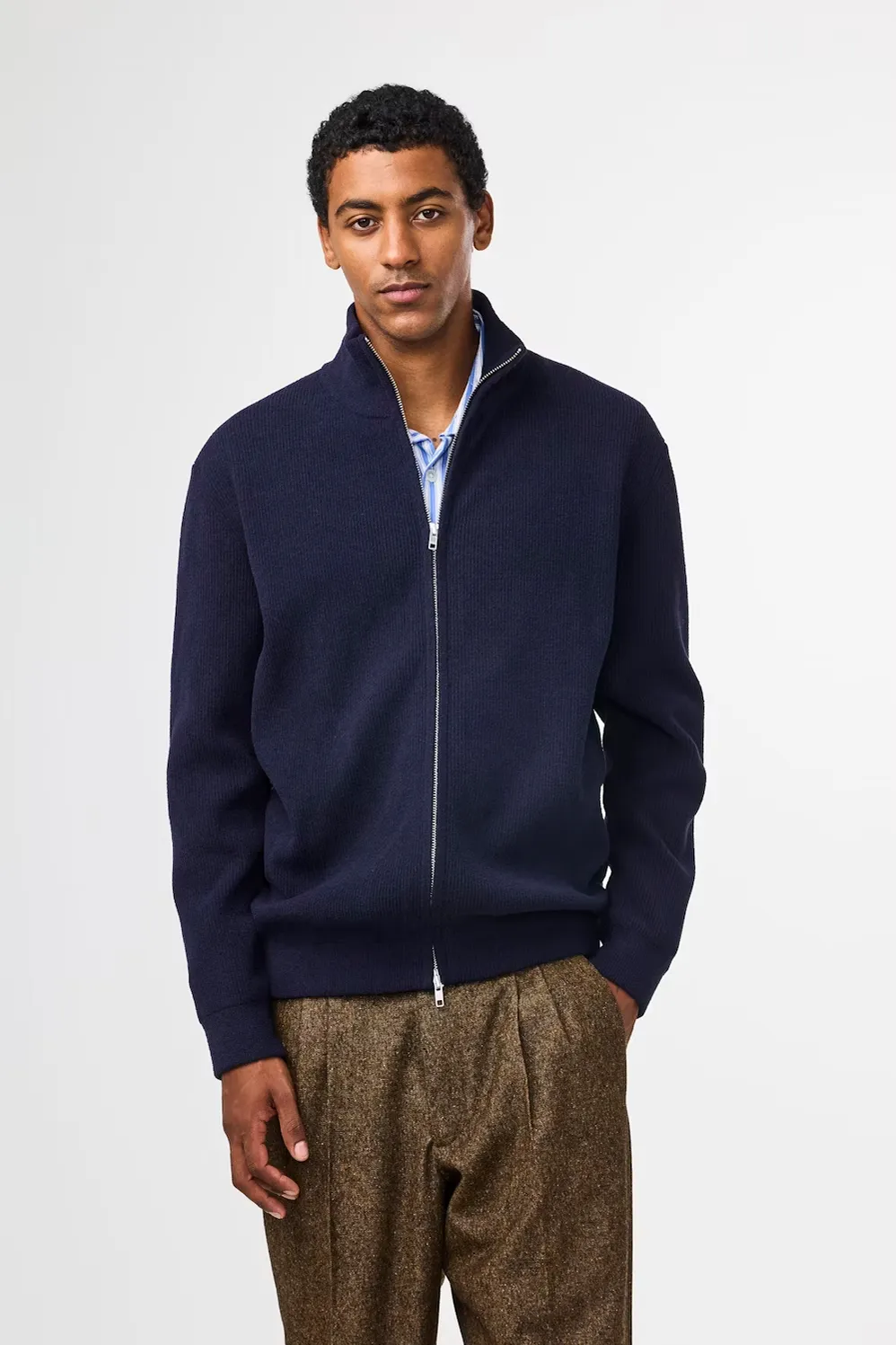 Danny Full Zip Sweater - Navy Blue