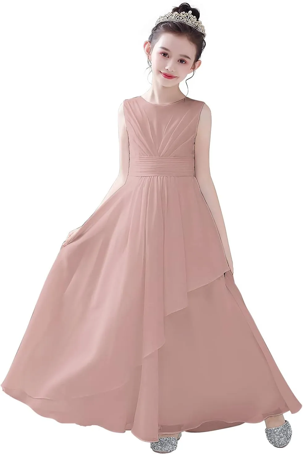 dideyttawl Chiffon Flower Girl Dresses Wedding Junior Bridesmaid Dress Evening Party Girls Formal Gown Princess Dress