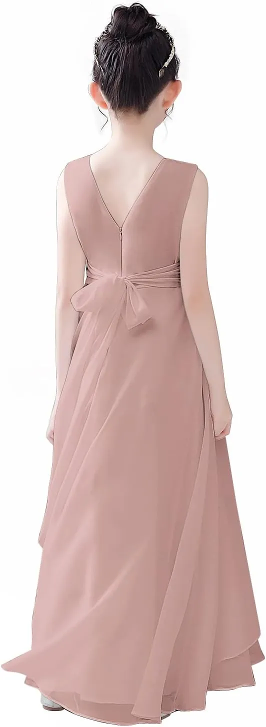 dideyttawl Chiffon Flower Girl Dresses Wedding Junior Bridesmaid Dress Evening Party Girls Formal Gown Princess Dress