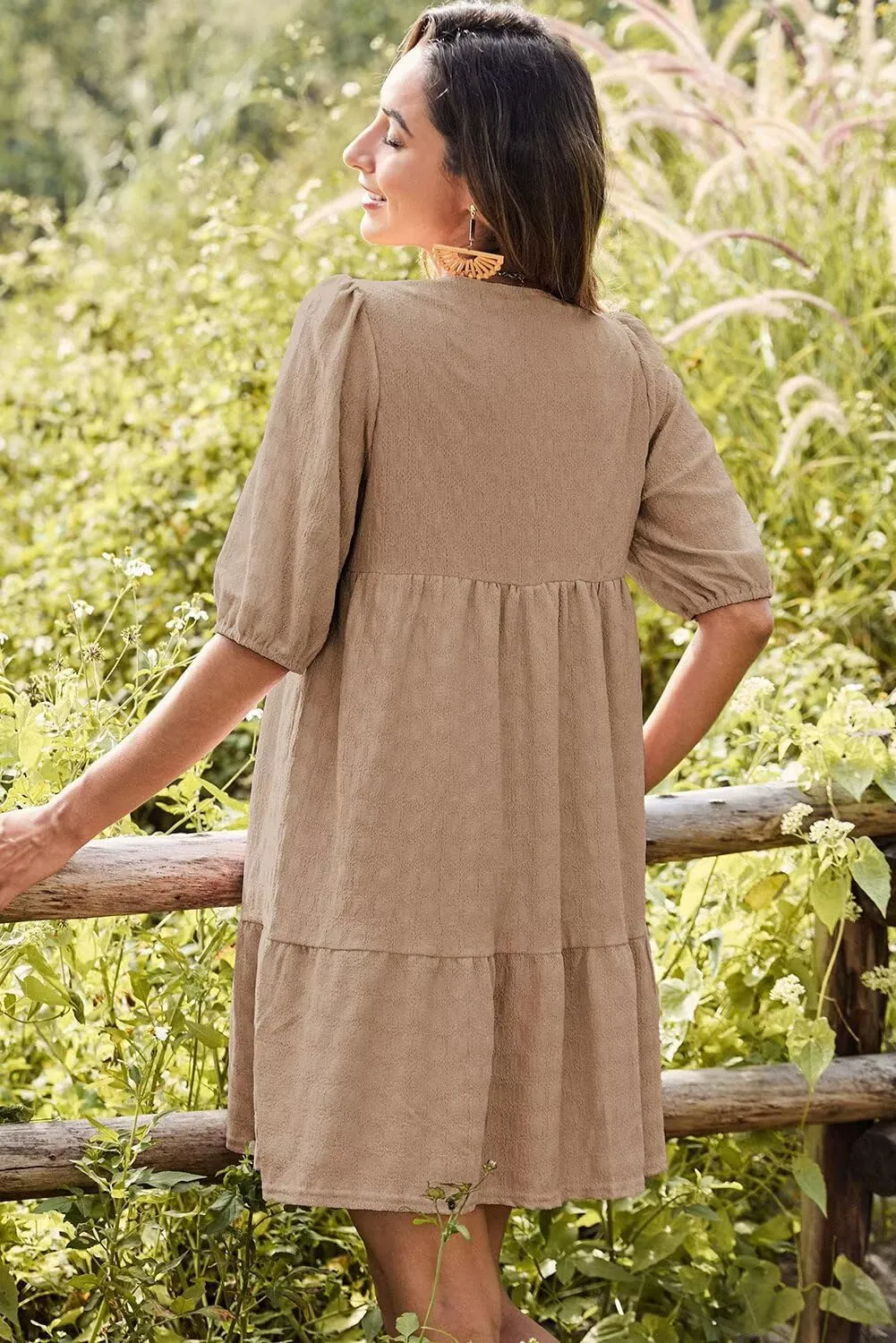 Dokotoo Womens Dresses Summer V Neck Drawstring Embroidered Half Sleeve Mini Dress Boho Dresses for Women 2025 Sundresses