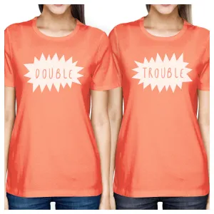 Double Trouble BFF Matching Peach Shirts