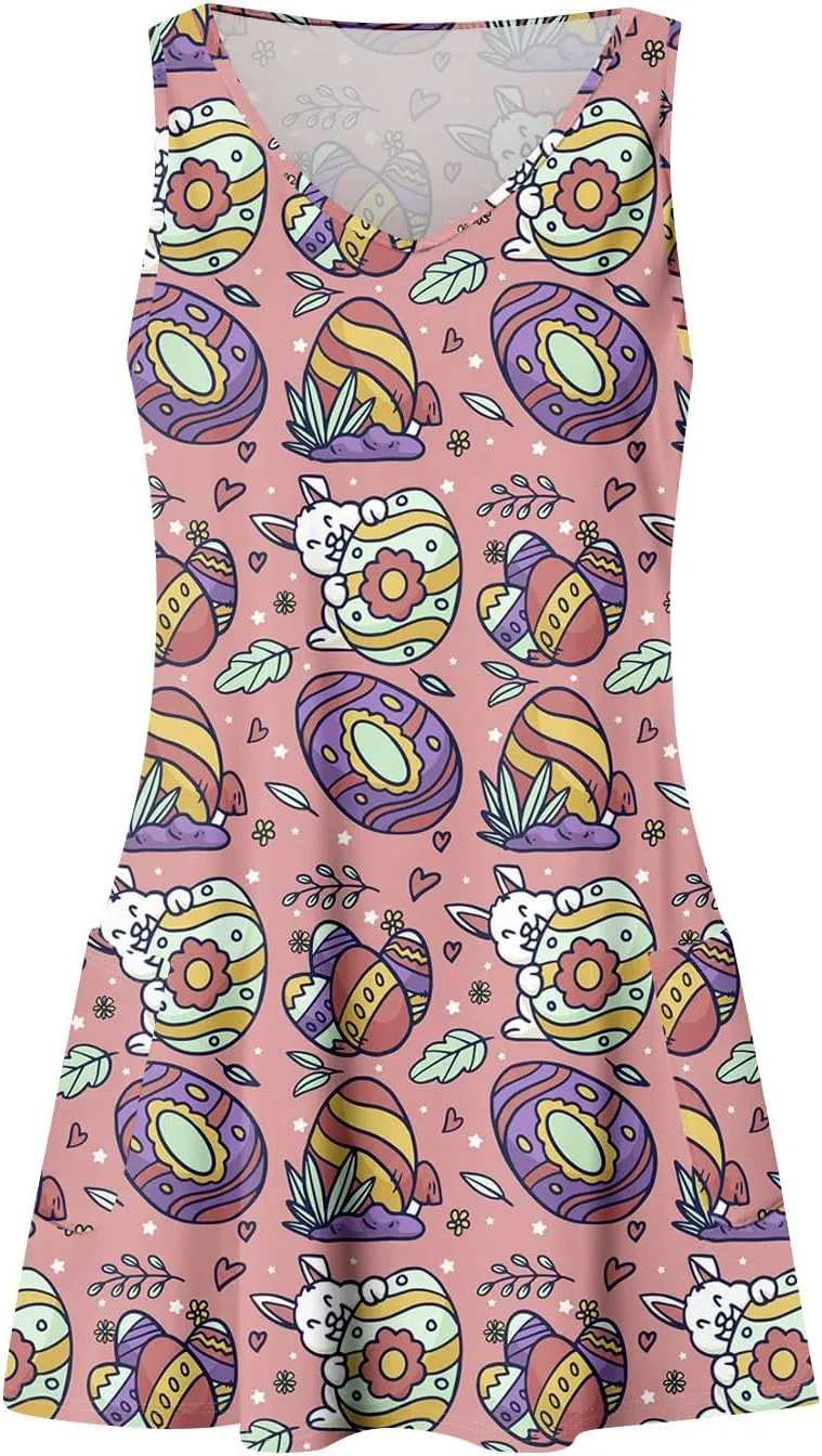 Eastern Dress for Women Cowl Neck Easter Bunny Sun Dresses 2025 Vacation Date Night Floral Festive Easter Eggs Brunch Dresses