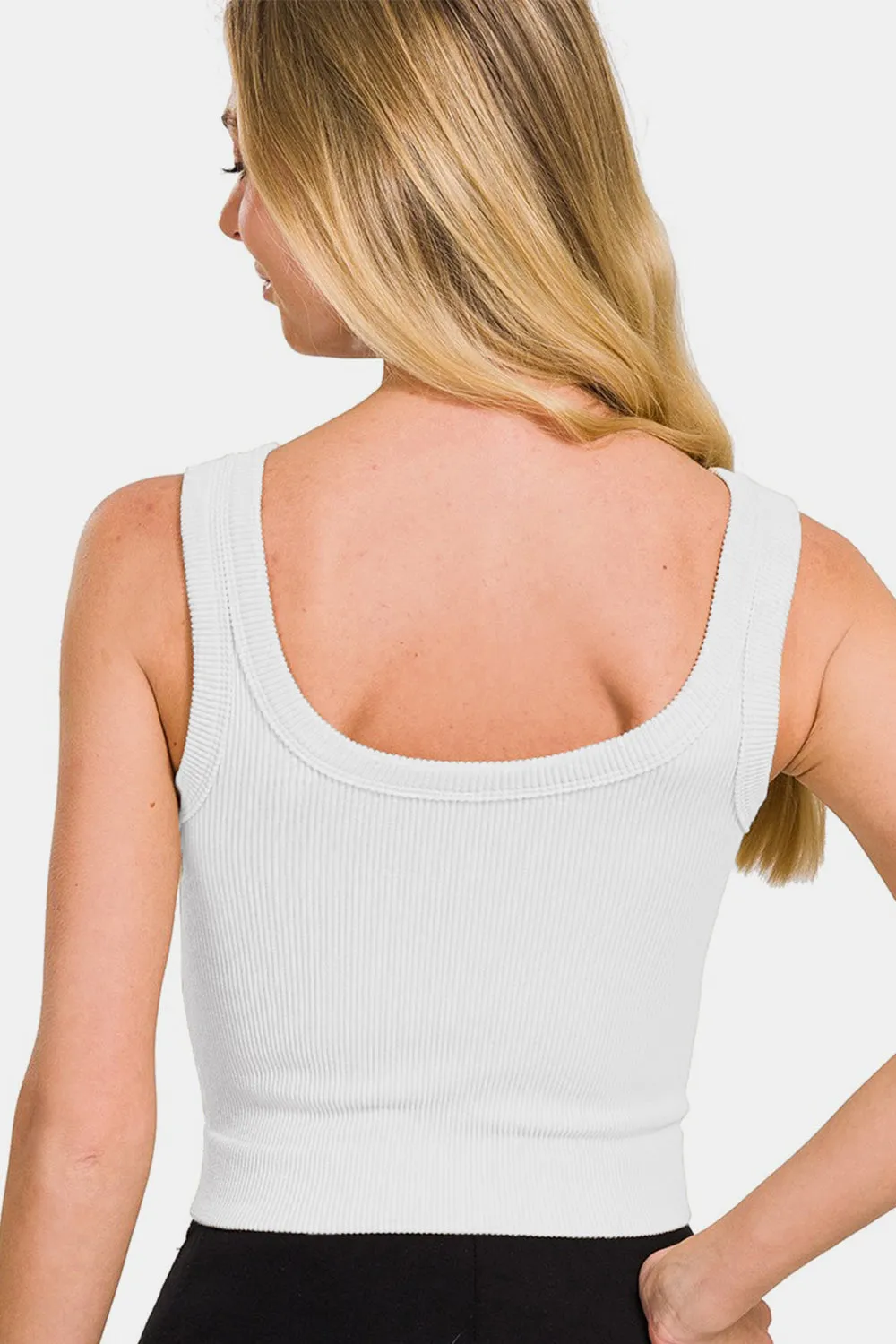 Ellery Ribbed Round Neck Cropped Tank