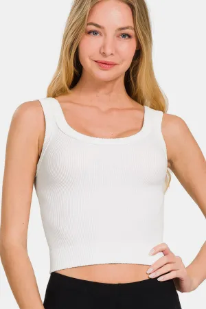 Ellery Ribbed Round Neck Cropped Tank