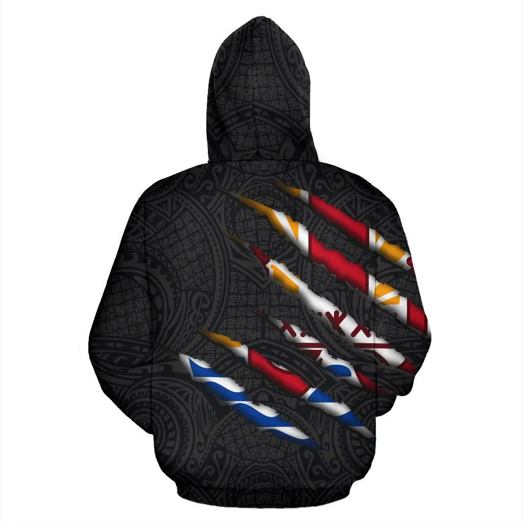 French Polynesia All Over Hoodie - Scratch Style - Bn09
