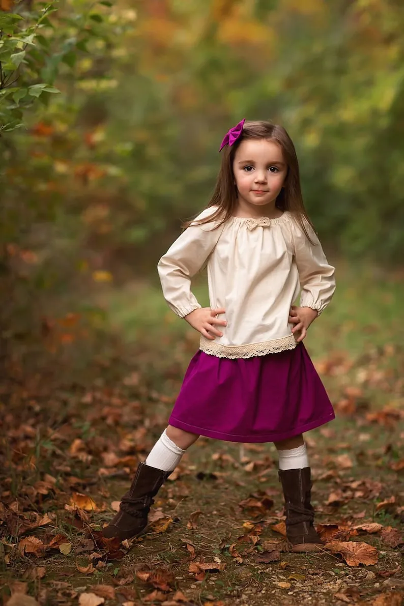 Girls Mustard Boho Skirt Set