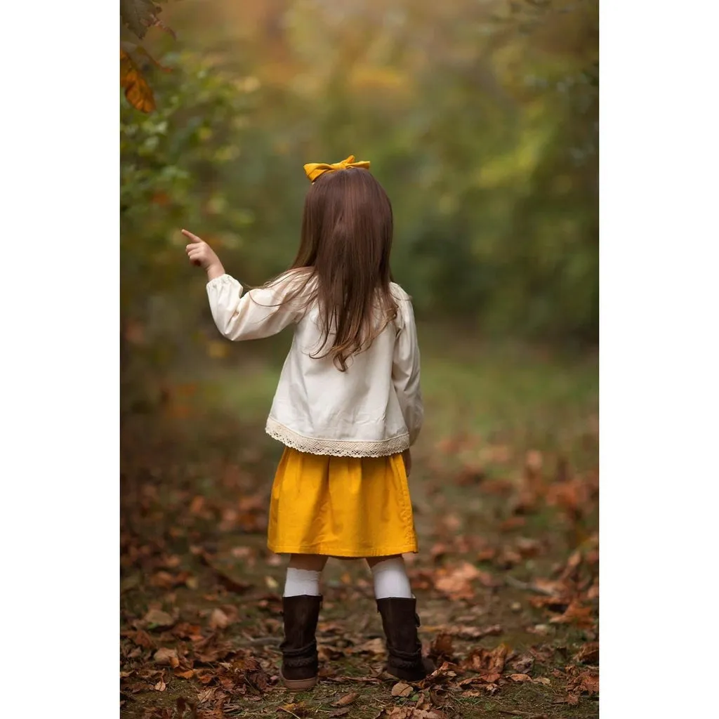 Girls Mustard Boho Skirt Set