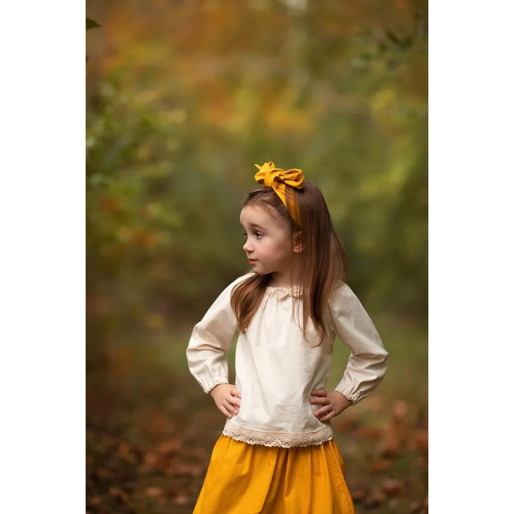 Girls Mustard Boho Skirt Set
