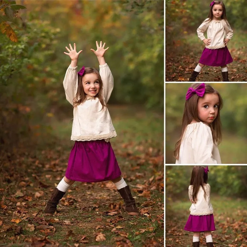 Girls Mustard Boho Skirt Set