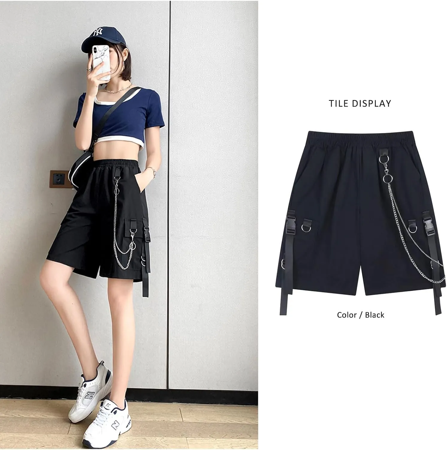 Goth Emo Alt Asymmetrical Skirt Shorts for Women Trendy Summer y2k Black Skorts