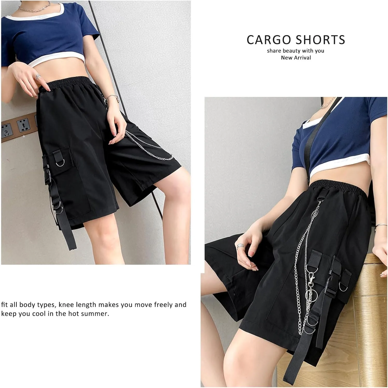 Goth Emo Alt Asymmetrical Skirt Shorts for Women Trendy Summer y2k Black Skorts