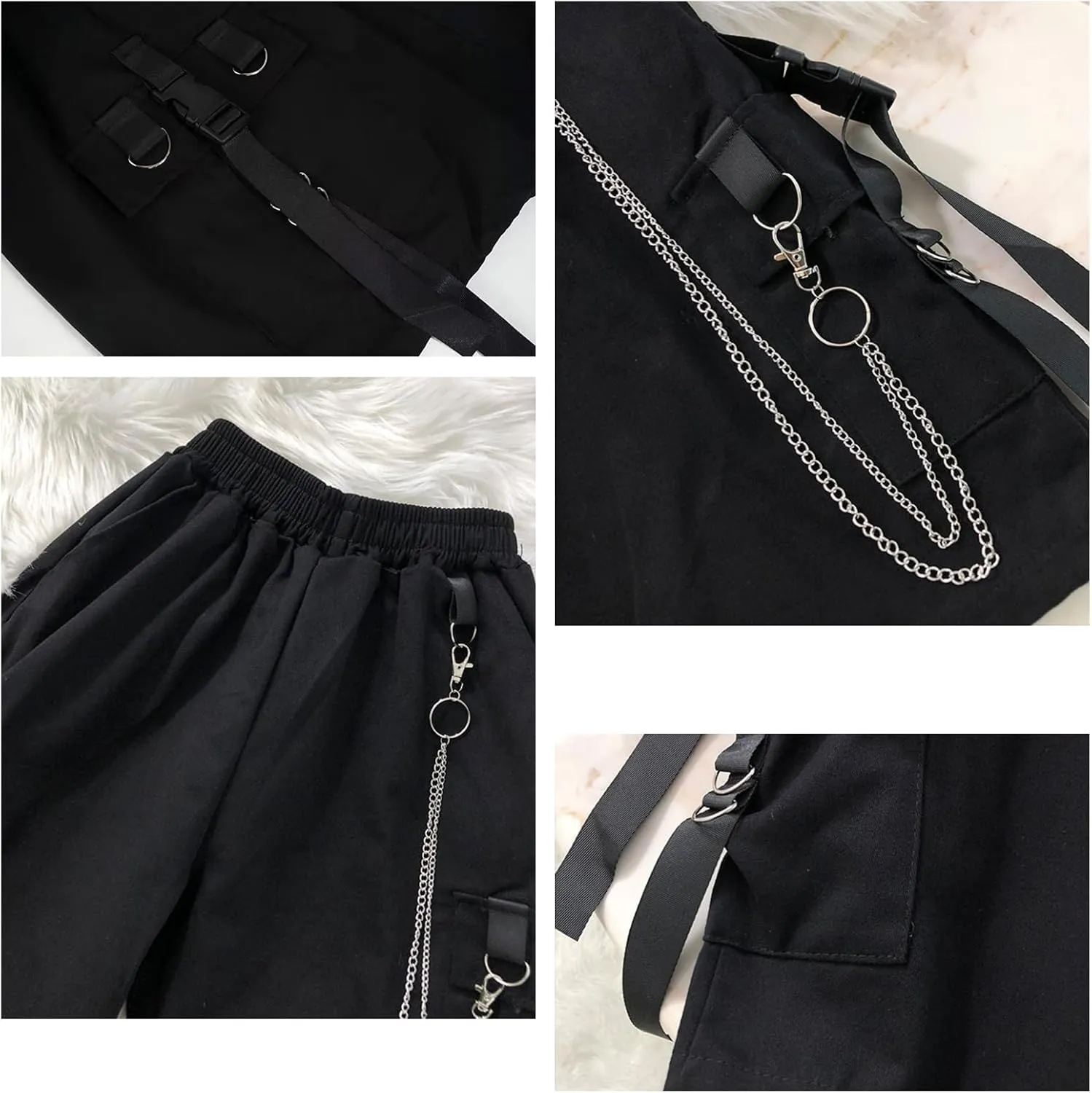 Goth Emo Alt Asymmetrical Skirt Shorts for Women Trendy Summer y2k Black Skorts