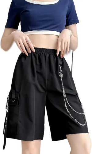 Goth Emo Alt Asymmetrical Skirt Shorts for Women Trendy Summer y2k Black Skorts